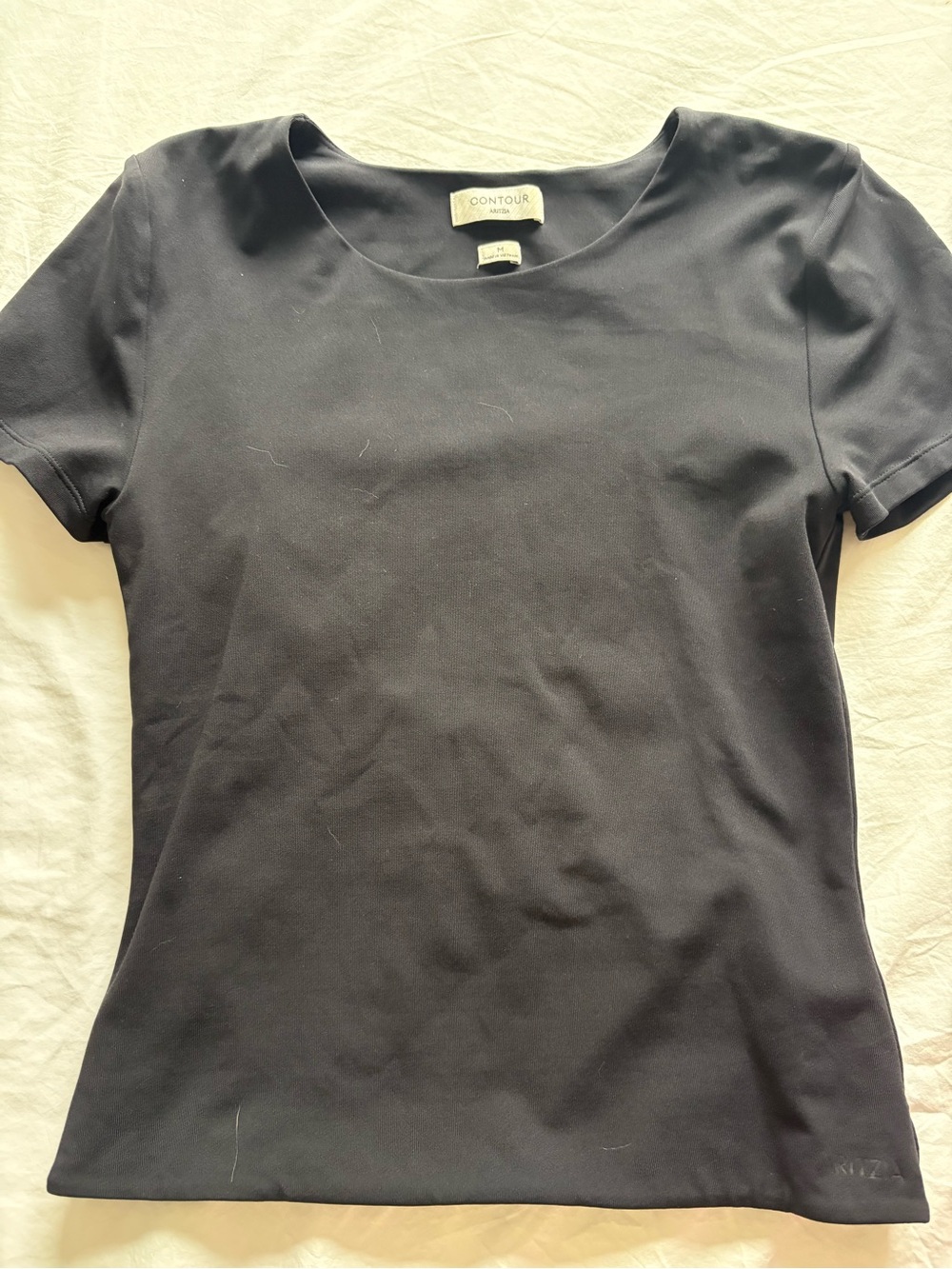 Aritzia Black Short-Sleeve contour Scoop Neck Tee